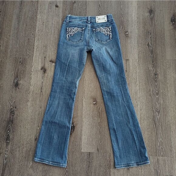 Grace in LA Boot Cut Embellished Jeans 3/25 - Picture 1 of 11